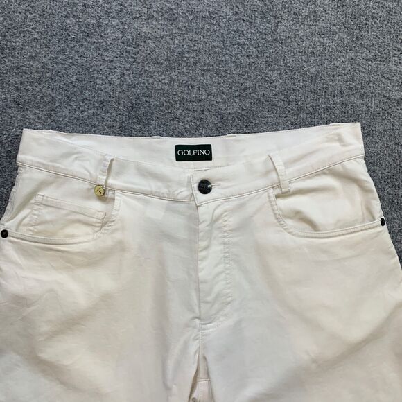 Golfino Shorts Mens 32 Ivory Mid Rise Golf Performance Chino Zip Fly Wicking - Picture 3 of 15